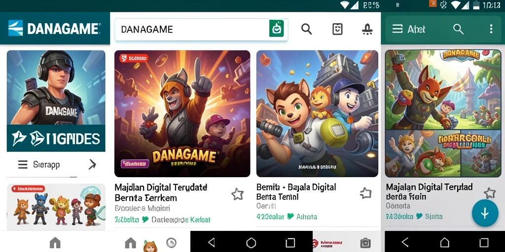 Tampilan antarmuka aplikasi DANAGAME yang menarik dan informatif.