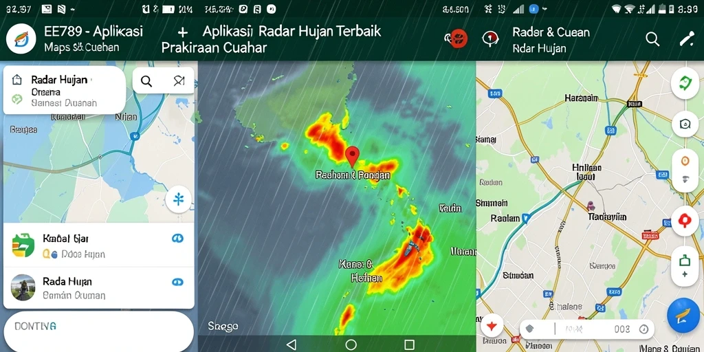 Antarmuka EE789 menampilkan peta radar hujan yang jelas dan informatif.