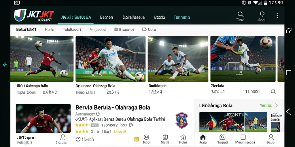 Antarmuka JKTJKT yang menarik dengan berbagai fitur olahraga bola.