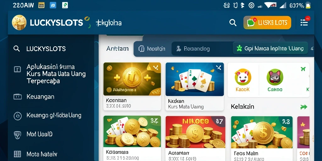Antarmuka LUCKYSLOTS yang menampilkan nilai tukar mata uang real-time.