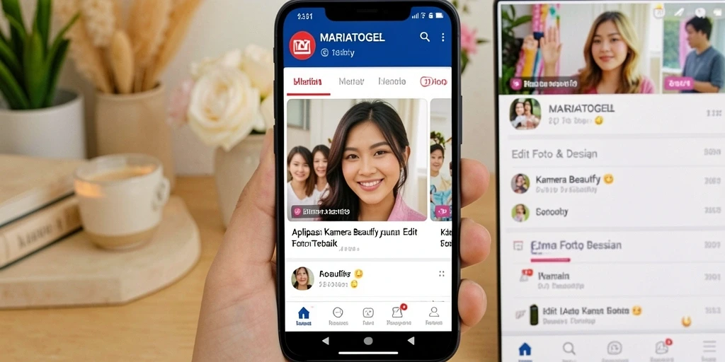 Tampilan antarmuka MARIATOGEL dengan berbagai fitur Kamera Beautify.