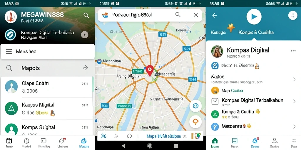 Antarmuka MEGAWIN888 menampilkan kompas digital yang jelas dan informatif.