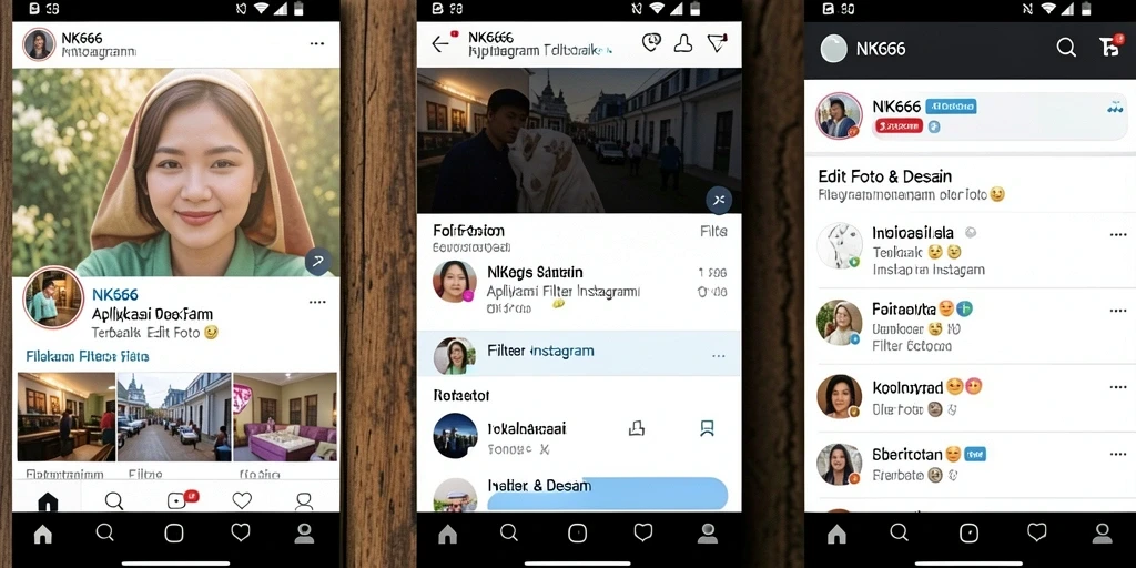 Antarmuka NK666 dengan berbagai pilihan filter Instagram yang menarik.